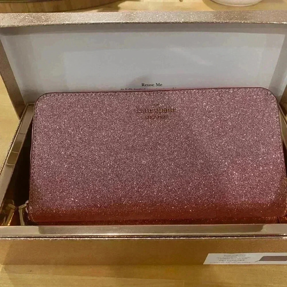 Kate Spade Full Zip Pink Glitter Wallet, NWT (box) - Picture 3 of 9
